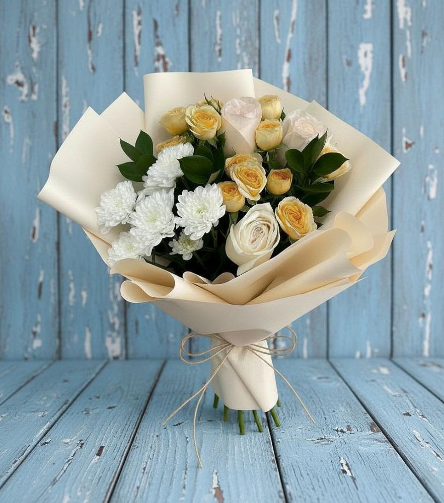 Букет цветов из: Розы и Хризантемы в Павловский