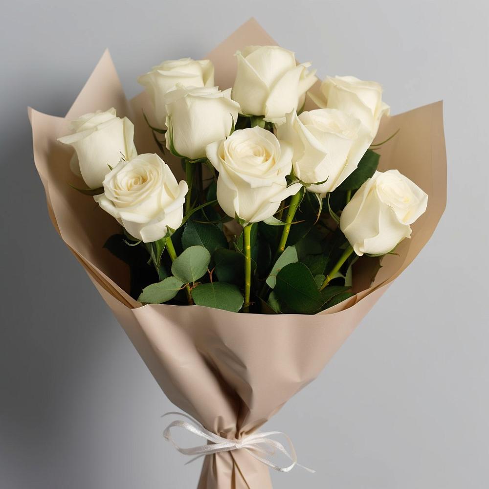 Букет 9 Белых роз Эдлесс Лав в Павловский