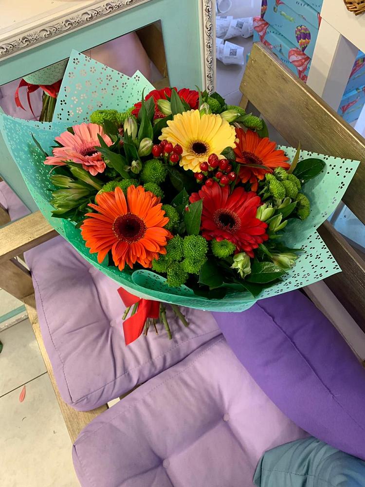 Букет цветов из: Герберы, Хризантемы и Альстромерии в Павловский