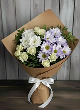 Букет цветов из:  Хризантемы и Розы в Павловский