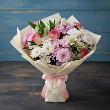 Букет цветов из:  Хризантемы, Альстромерии и Розы в Павловский