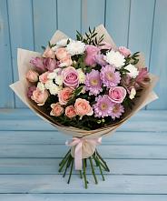 Букет цветов из:  Хризантемы, Розы и Альстромерии в Павловский