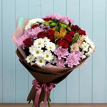 Букет цветов из:  Розы, Хризантемы и Альстромерии #REPLACE_PRED# Павловский