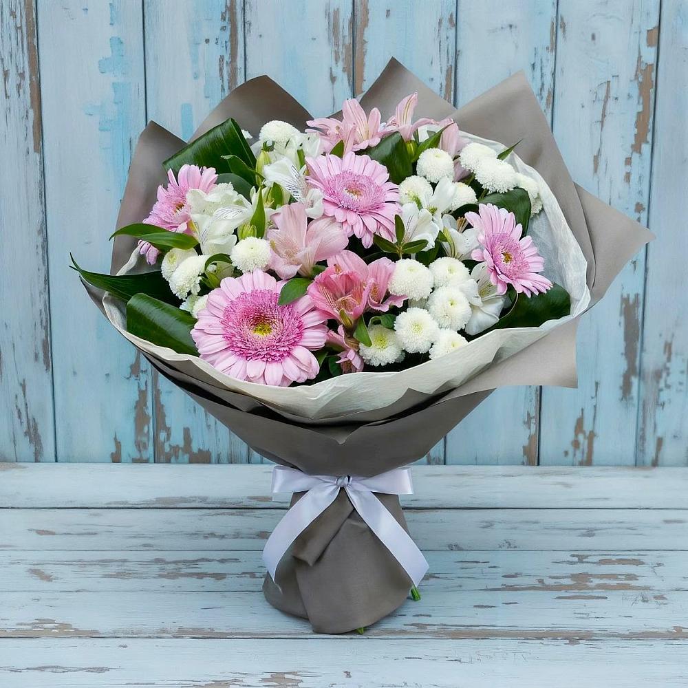 Букет цветов из: Герберы, Альстромерии и Хризантемы в Павловский