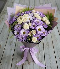 Букет цветов из:  Хризантемы и Розы в Павловский